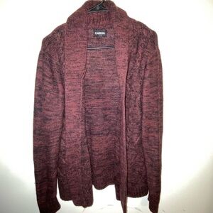 Carbon Men's Cardigan Sweater - Maroon and Black